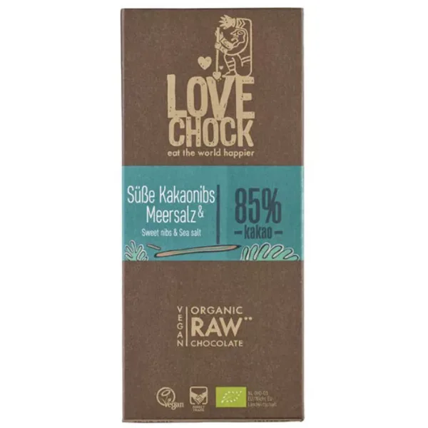 Ciocolata raw vegana cu sare de mare, 70g, Lovechock — preț și oferte