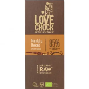 Ciocolata raw vegana cu migdale si baobab, 70g, Lovechock