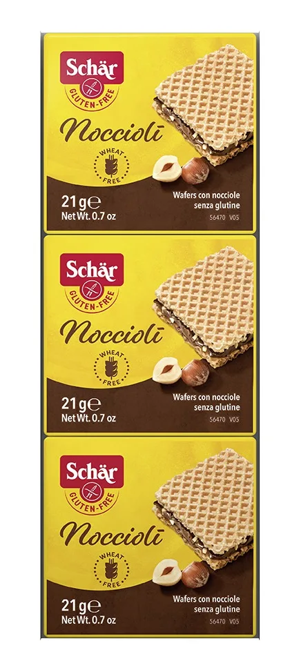 Napolitane cu crema de alune Noccioli, 3 x 21g, Schar — preț și oferte