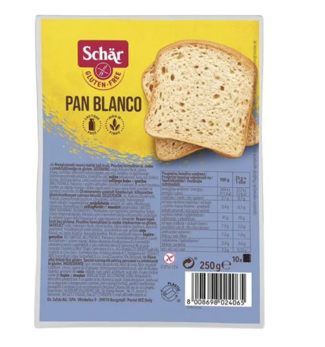 Paine feliata alba fara gluten Pan Blanco, 250g, Schar — preț și oferte