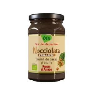 Crema bio cu cacao si alune de padure fara lapte Nocciolata, 250g, Rigoni di Asiago