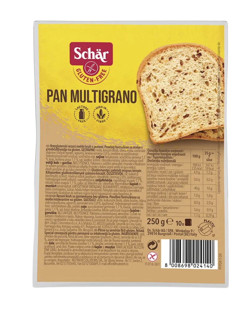 Paine feliata cu cereale fara gluten Pan Multigrano, 250g, Schar — preț și oferte