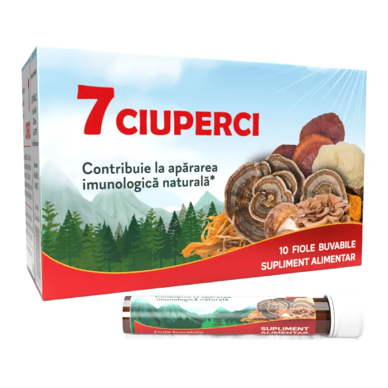7 Ciuperci, 10 fiole buvabile, Justin Pharma — preț și oferte