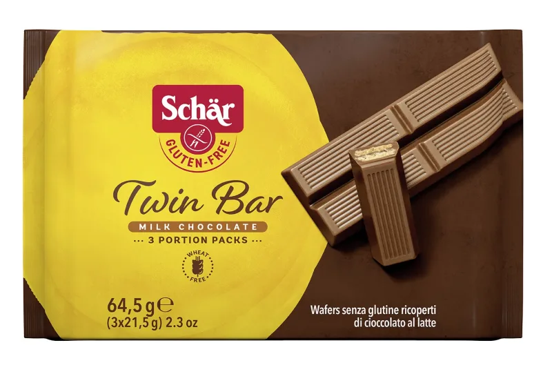 Napolitane invelite in ciocolata fara gluten Twin Bar, 3 x 21.5g, Schar — preț și oferte