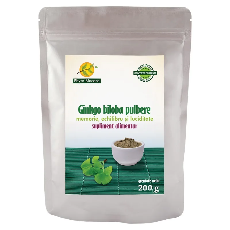 Pulbere de ginkgo biloba, 200g, Phyto Biocare — preț și oferte
