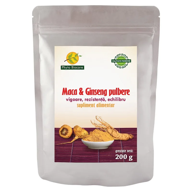 Pulbere de maca si ginseng, 200g, Phyto Biocare — preț și oferte