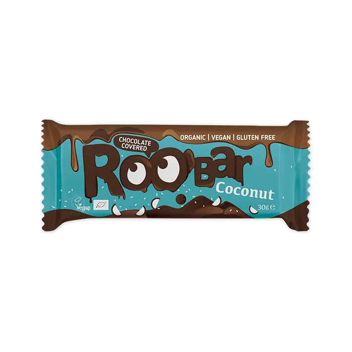 Baton cu cocos invelit in ciocolata Bio, 30g, Roobar — preț și oferte
