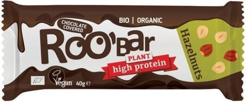 Baton proteic cu alune de padure invelit in ciocolata Bio, 40g, Roobar — preț și oferte