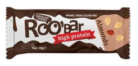 Baton proteic cu migdale invelit in ciocolata Bio, 40g, Roobar — preț și oferte