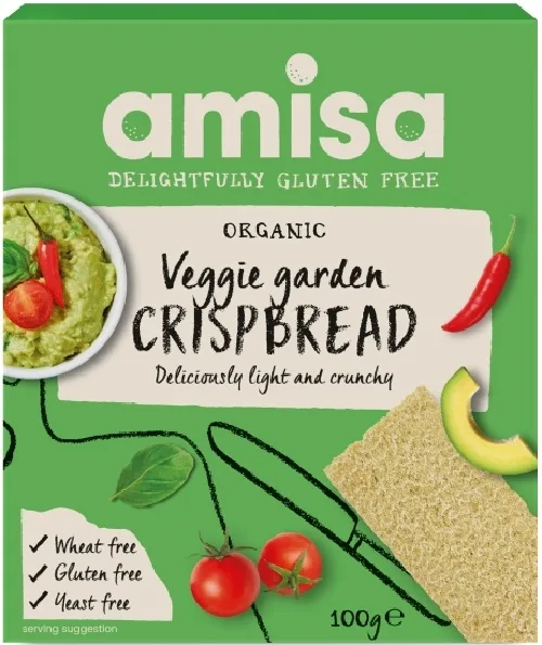 Crispbread crocante cu legume fara gluten Bio, 100g, Amisa — preț și oferte