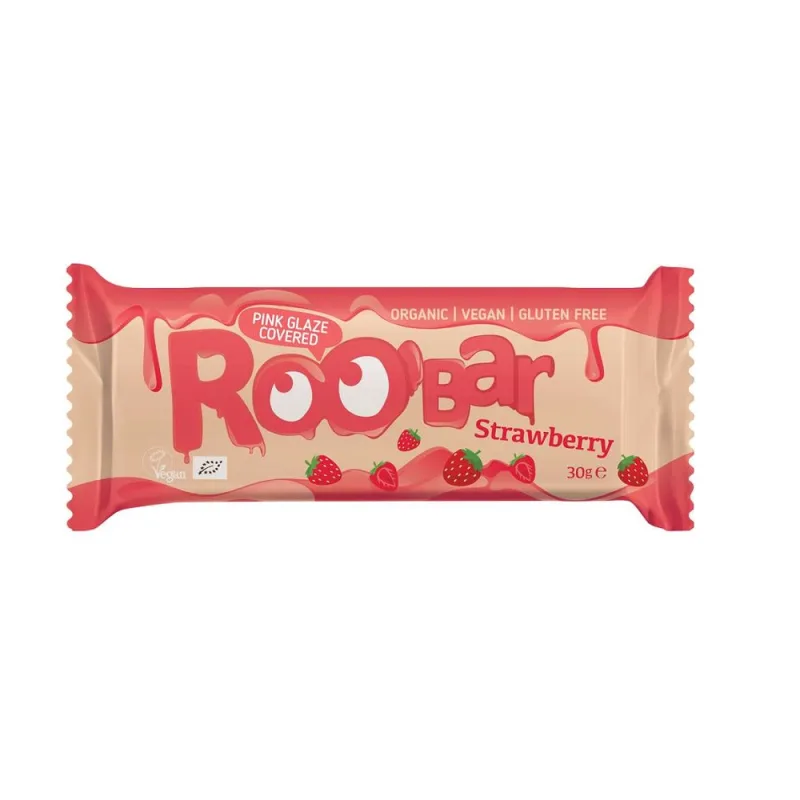 Baton cu capsuni invelit in glazura roz Bio, 30g, Roobar — preț și oferte