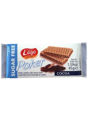 Napolitane cu crema de cacao fara zahar, 45g, Lago