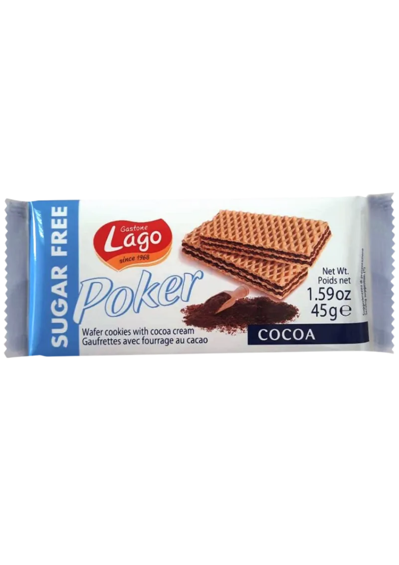 Napolitane cu crema de cacao fara zahar, 45g, Lago — preț și oferte