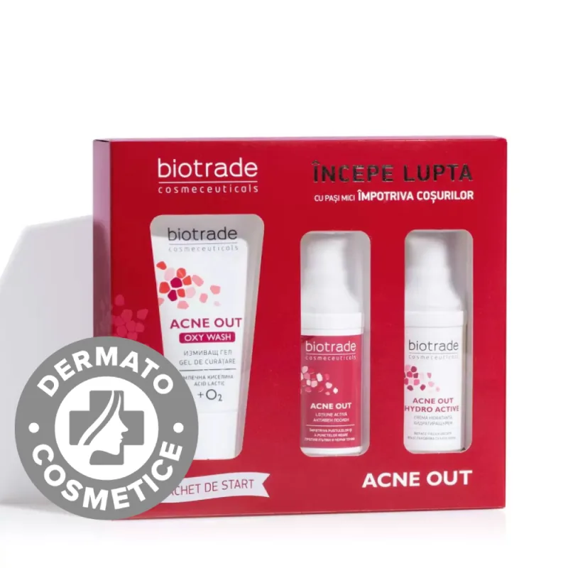 Pachet Acne Out Gel de curatare 50ml + Lotiune 20ml +Crema 20ml, Biotrade — preț și oferte