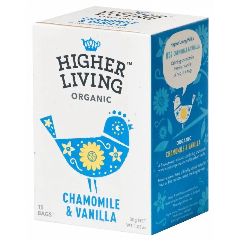 Ceai de musetel cu vanilie Bio, 15 plicuri, Higher Living — preț și oferte