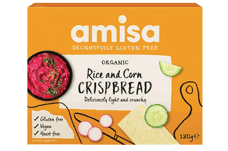 Crispbread din orez si porumb fara gluten Bio, 120g, Amisa — preț și oferte