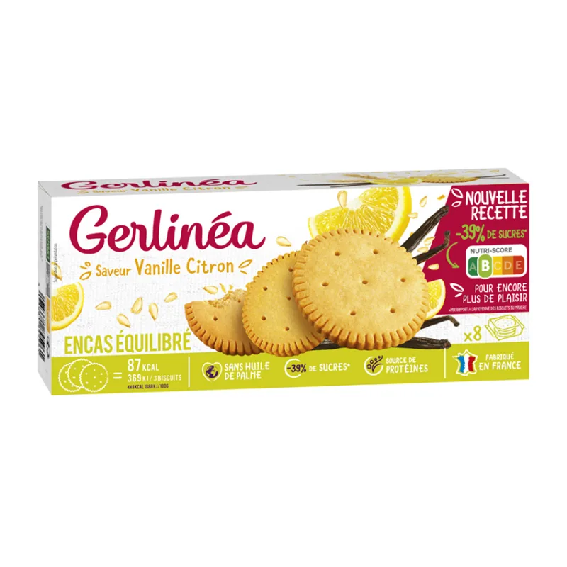 Biscuiti aroma vanilie si lamaie, 156g, Gerlinea — preț și oferte