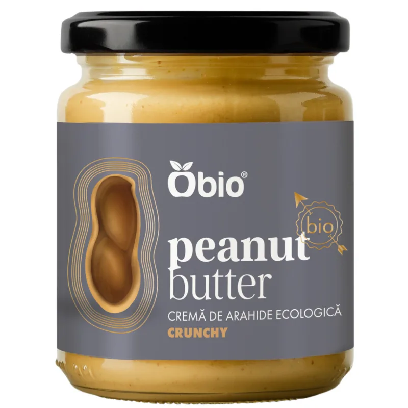 Crema de arahide crocante bio, 250g, Obio — preț și oferte