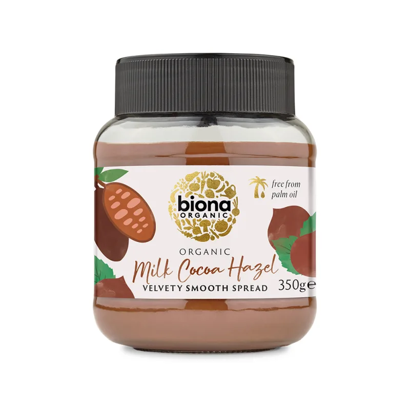 Crema tartinabila de ciocolata cu lapte si alune de padure bio, 350g, Biona Organic — preț și oferte