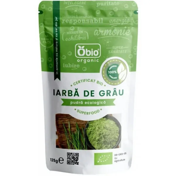 Iarba de grau pulbere bio, 125g, Obio — preț și oferte