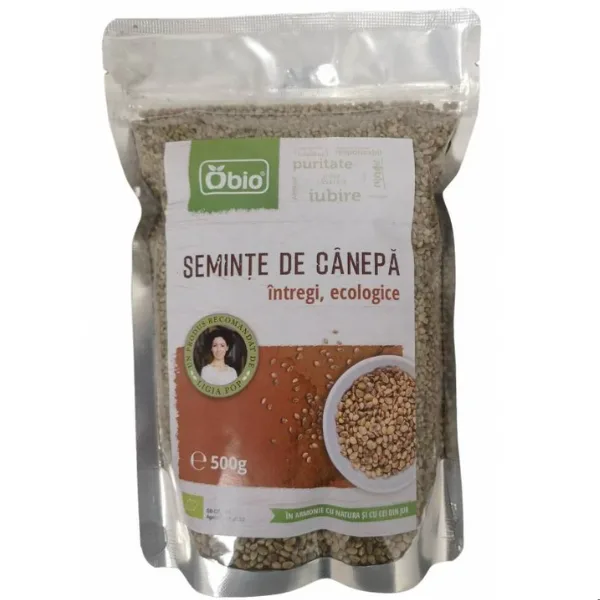 Seminte de canepa intregi bio, 500g, Obio — preț și oferte