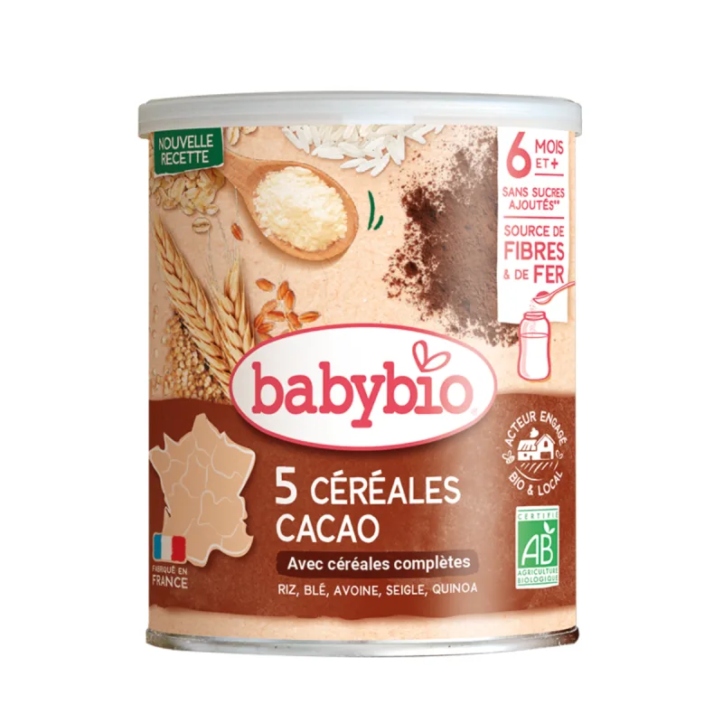 Bio 5 cereale cu cacao si quinoa, 220g, BabyBio — preț și oferte