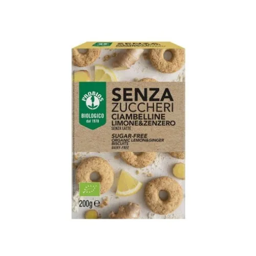 Biscuiti cu lamaie si ghimbir fara zahar Bio, 200g, Probios — preț și oferte