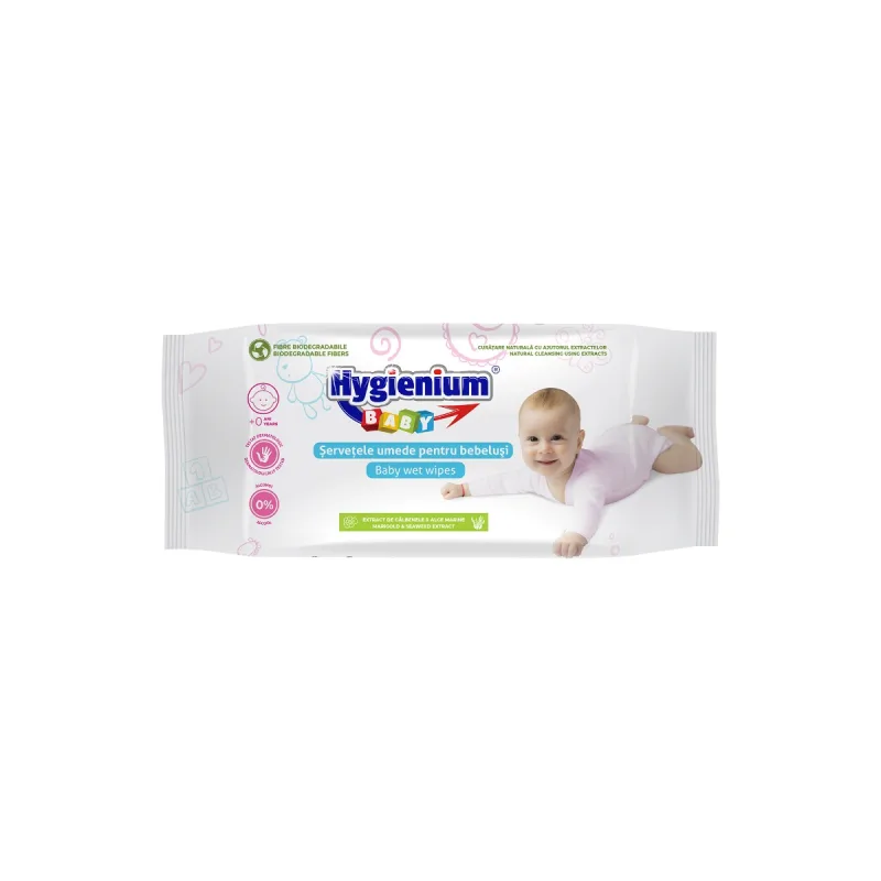 Servetele umede cu extract de galbenele si alge marine, 48 bucati, Hygienium — preț și oferte
