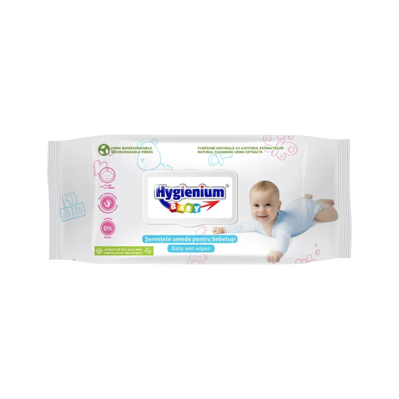 Servetele umede cu extract de tei si aloe vera, 80 bucati, Hygienium — preț și oferte