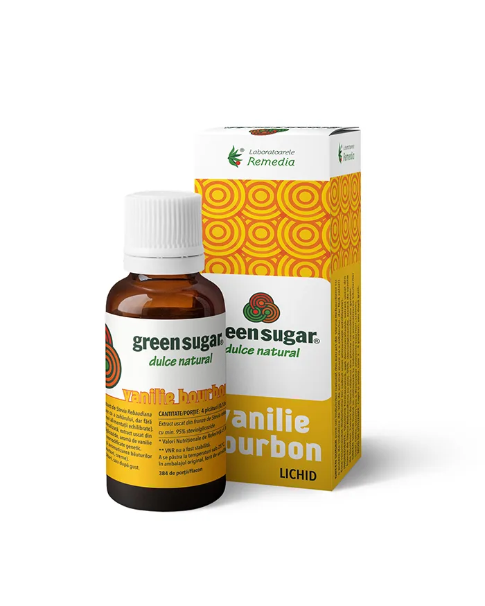 Indulcitor lichid cu aroma de vanilie Bourbon Green Sugar, 50ml, Laboratoarele Remedia — preț și oferte