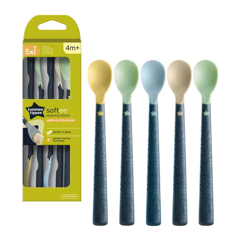 Lingurite cu manere lungi anti-derapante si cu varf super moale, 5 bucati, Tommee Tippee — preț și oferte