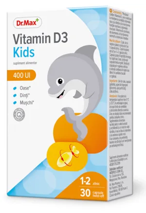 Dr. Max Vitamina D3 Kids pentru copii, 30 capsule twist-off