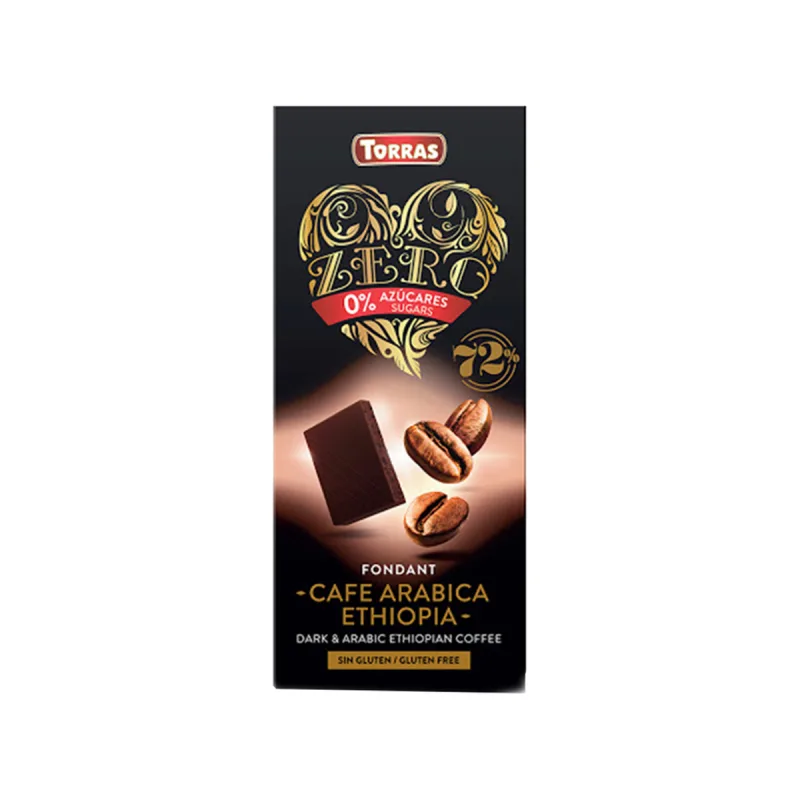 Ciocolata neagra cu cafea fara zahar si gluten 72% cacao Zero, 100g, Torras — preț și oferte