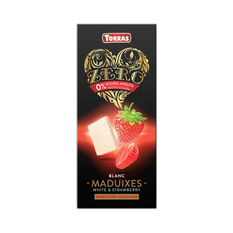 Ciocolata alba cu capsuni fara zahar si gluten Zero, 125g, Torras — preț și oferte