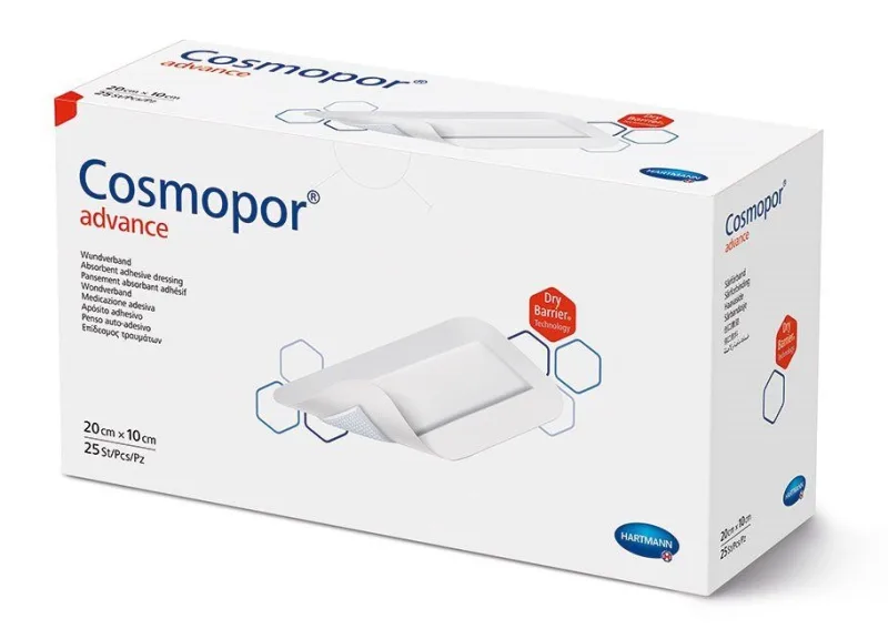 Plasture steril cu corp absorbant si margini autoadezive, 20x10 cm, 25 plasturi, Cosmopor HARTMANN — preț și oferte
