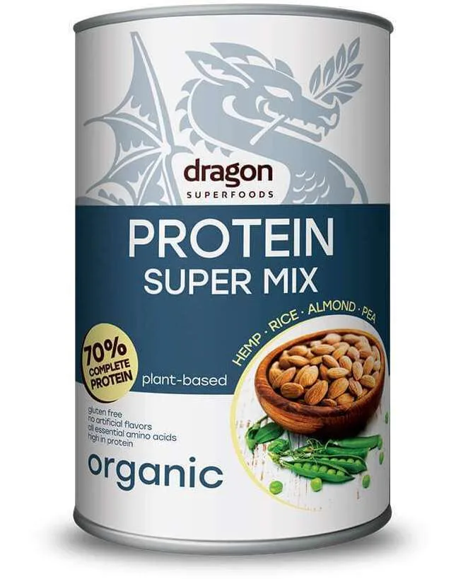 Shake Proteic Super Mix 70% proteine bio, 500g, Dragon Superfoods — preț și oferte