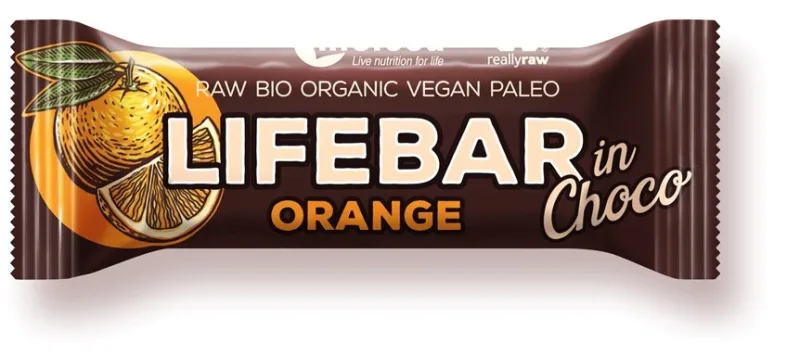 Baton cu portocale in ciocolata raw Lifebar Bio, 40g, Lifefood — preț și oferte