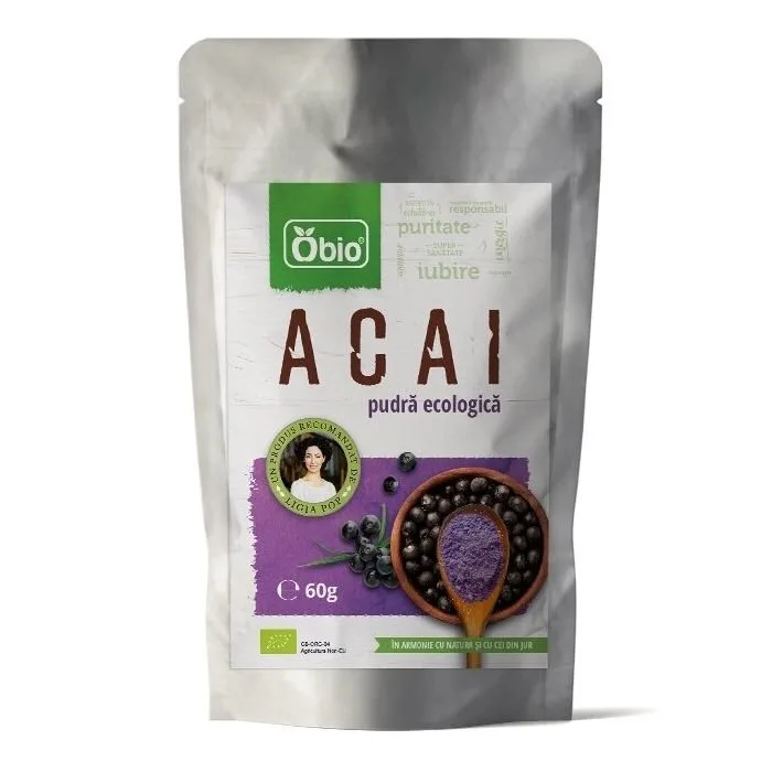 Acai pulbere bio, 60g, Obio — preț și oferte