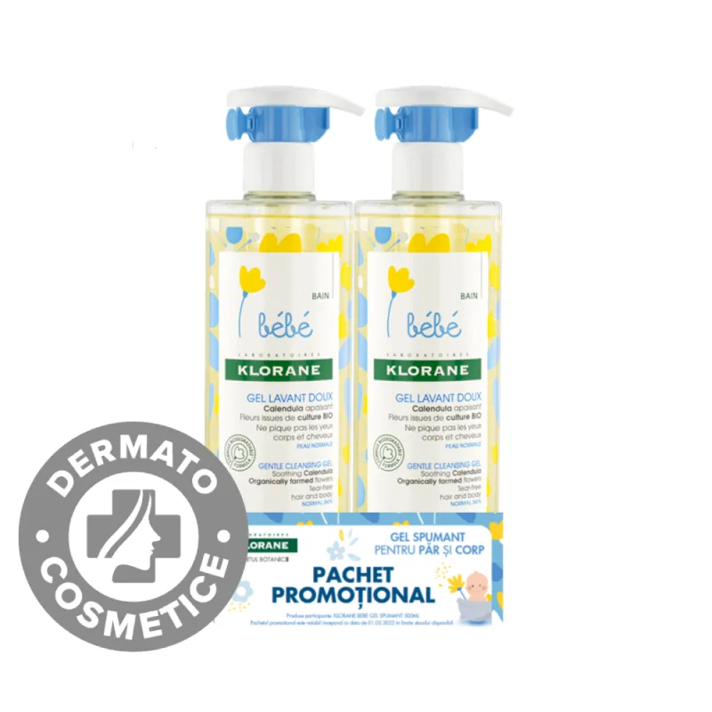 Pachet Gel spumant, 2 x 500ml, Klorane Bebe — preț și oferte