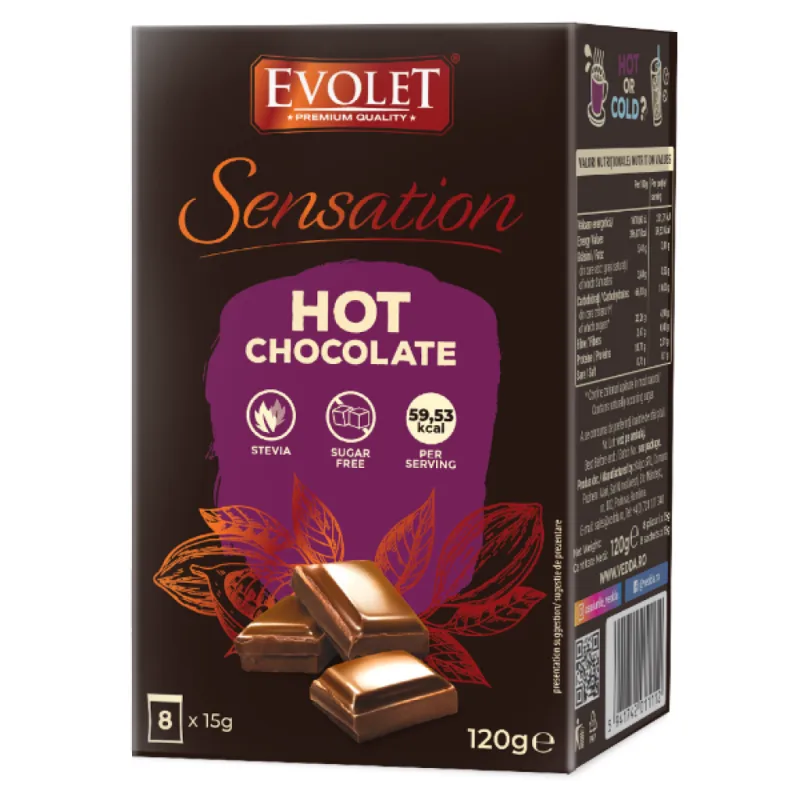 Ciocolata calda Sensation, 8 plicuri, Evolet — preț și oferte