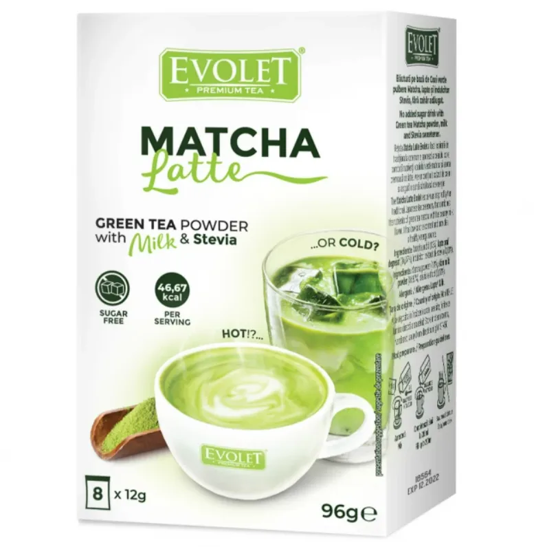 Matcha latte Sensation, 8 plicuri, Evolet — preț și oferte