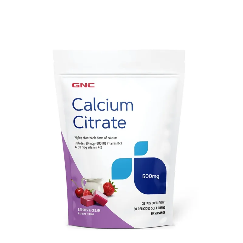 Calciu citrat caramele cu aroma naturala de fructe de padure si frisca, 30 caramele, GNC — preț și oferte