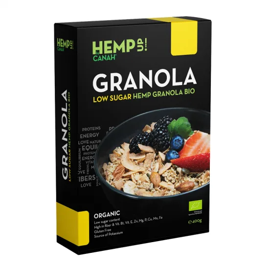 Low Sugar Hemp Granola Bio, 400 grame, Canah — preț și oferte