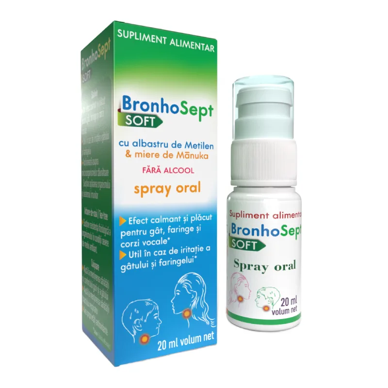 BronhoSept mild cu albastru de metilen, 20 ml, Justin Pharma — preț și oferte