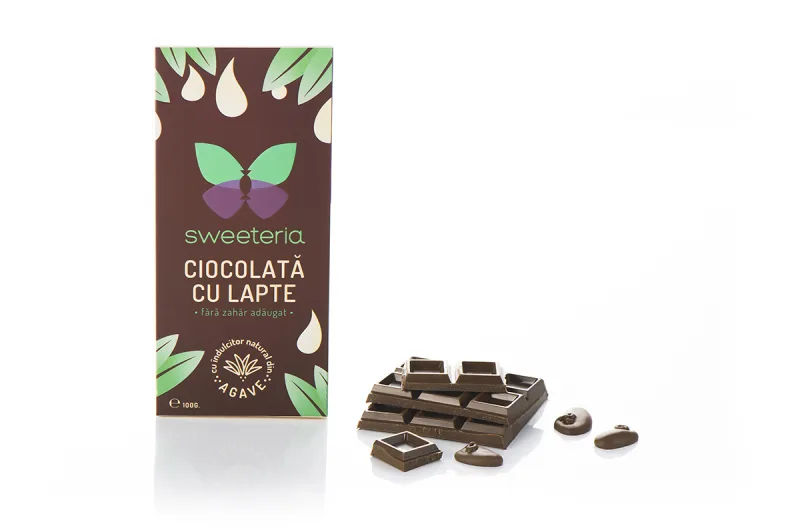 Ciocolata cu lapte cu indulcitor din agave, 100g, Sweeteria — preț și oferte