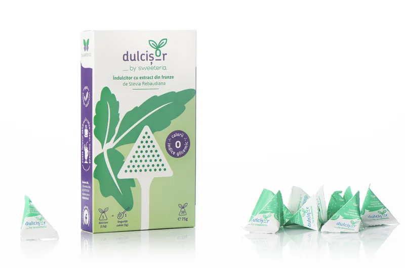 Dulcisor piramide indulcitor natural din stevie, 30 buc, Sweeteria — preț și oferte