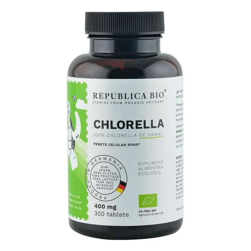 Chlorella ecologica 400mg, 300 tablete, Republica Bio — preț și oferte