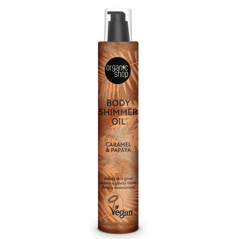 Ulei de corp cu sclipici & caramel si papaya, 100ml, Organic Shop — preț și oferte