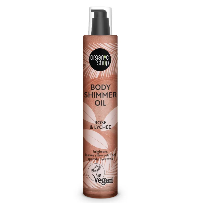 Ulei de corp cu sclipici & trandafir si lychee, 100ml, Organic Shop — preț și oferte