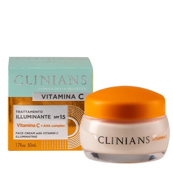 Crema de fata iluminanta cu Vitamina C si SFP15, 50ml, Clinians — preț și oferte